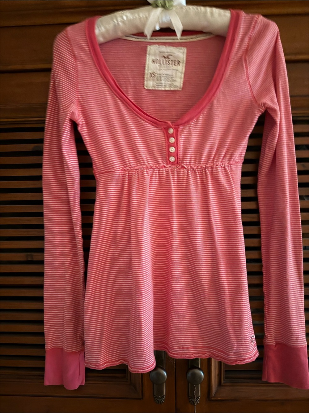 •Offers• Y2K Pink and White Striped Long Sleeve Babydoll Top